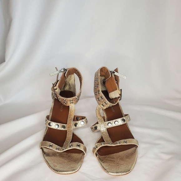 Donald J Pliner NWOT Mali-V2 peep toe Metallic Brush Off Grommet Heels sz 7M - Picture 3 of 10